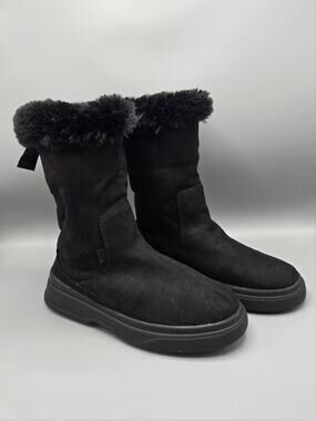 Zara Kids Faux Fur Trim Winter Boots Black Size 35 - Women's Size 5